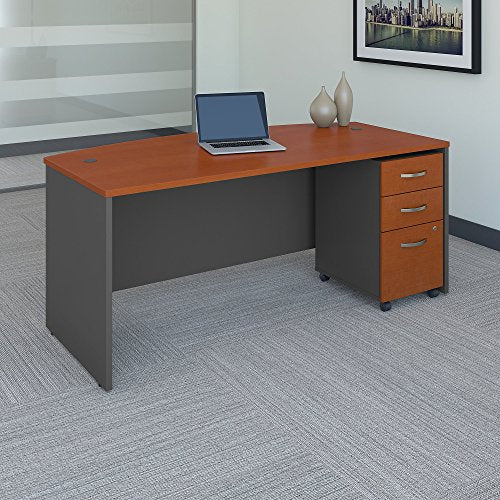 Bush Business Furniture SRC079AUSU Desk with Pedestal, Auburn Maple