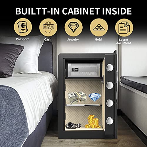 Security Safe Fireproof Waterproof Safe with Digital Keypad and Sensor Light, 2.3 Cubic Feet Large Sized Steel Security Keypad Lock Jewelry Passport Cash Money Gun Cabinet for Home Office Hotel