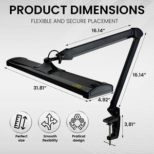 AZARPIXEL Ultra Bright 3900 Lumens LED Desk Lamp - Eye Care, Adjustable Brightness - Black