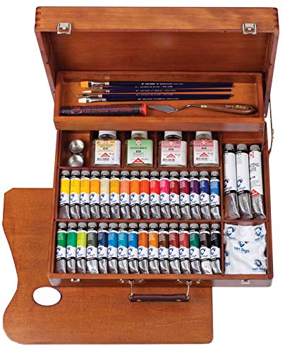 Van Gogh Oil Color Paint, 32x20ml Tubes + 2x60ml Tubes + Accessories, Wooden Box Superior Set