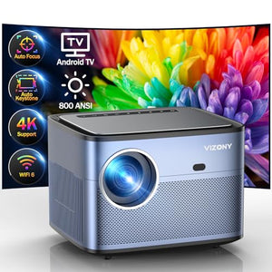 VIZONY Android TV Projector 4K with Netflix, 800ANSI 5G WiFi Bluetooth Outdoor Projector