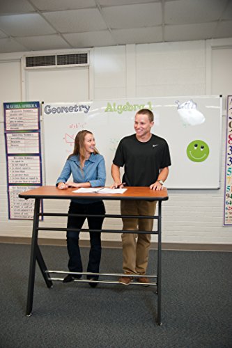 Stand2Learn Double Student Desk with Black Frame and Laminate Fusion Maple Top Grades 3-5 S2LY26B