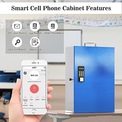 WeHere 60 Slots Cell Phone Locker with Smart Lock - Wall Mounted/Portable Handle