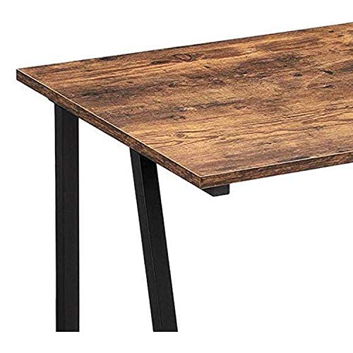 Benjara Wooden Top Writing Table with Metal Tubular Legs, Brown and Black