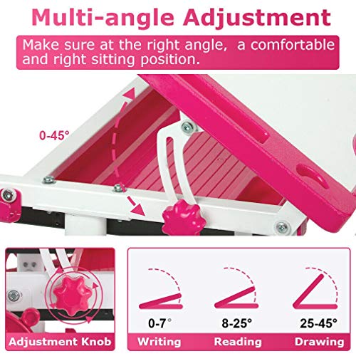YIE Pink Adjustable Children's Desk and Chair Set (Color : Default)