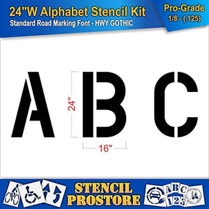 Pavement Stencils - 24 inch Alphabet KIT Stencil Set - (28 Piece) - 24" x 16" x 1/8" (128 mil) - Pro-Grade