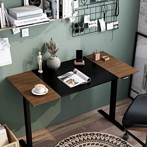 Furniture of America Grant Two-Tone Height Adjustable Electric Office Desk, 47.25-inch, Black and Walnut