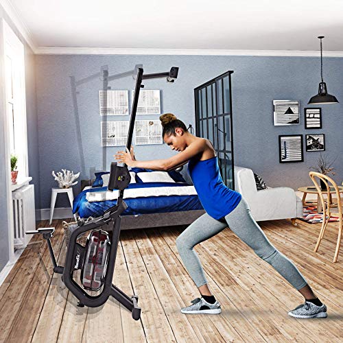 HouseFit Water Rower Rowing Machine with Bluetooth APP 330Lbs Weight Capacity for Home use Water Resistance Row Machine Exercise Equipment with iPad and Phone Support LCD Digital Monitor