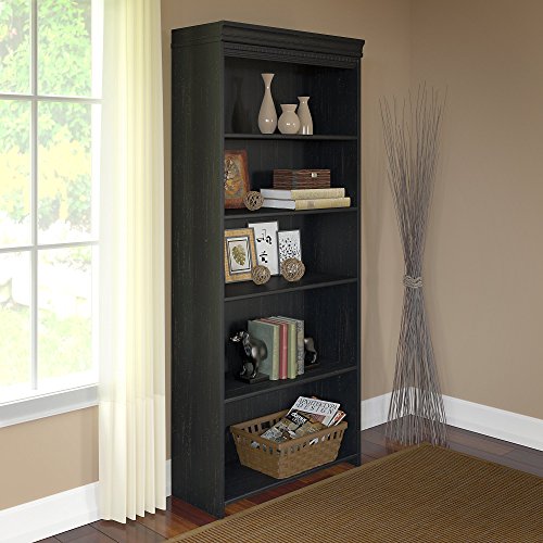 Bush Furniture Stanford 5 Shelf Bookcase in Antique black