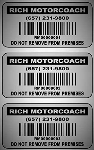 5000 Custom 2x1 Metalized Silver Polyester Asset Tags/Labels Various Quantities"Featuring Easy Do It Yourself Design"