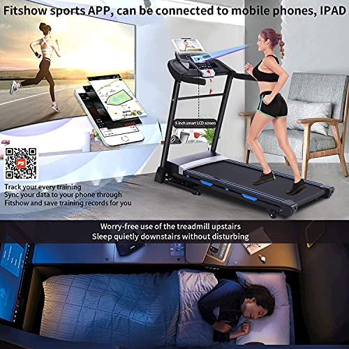 ANCHEER Treadmill AM0102, Folding Treadmill for Home with Automatic Incline, Bluetooth Speaker and LCD Display,3.25Hp Electric Fitness Treadmill Machine for Running Walking,300 LBS Max Weight