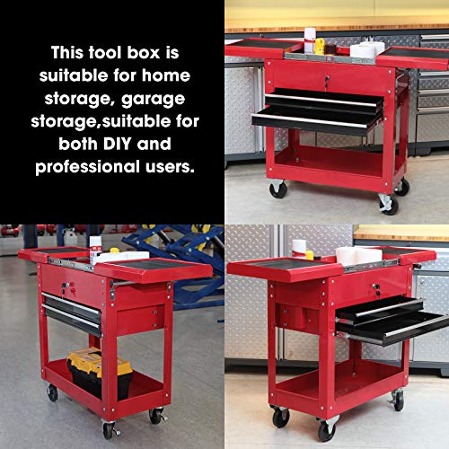TCE Service Utility Tool Cabinet Cart 350 LBs 2 Drawer Slide Top, Black, ATC310U by TCE