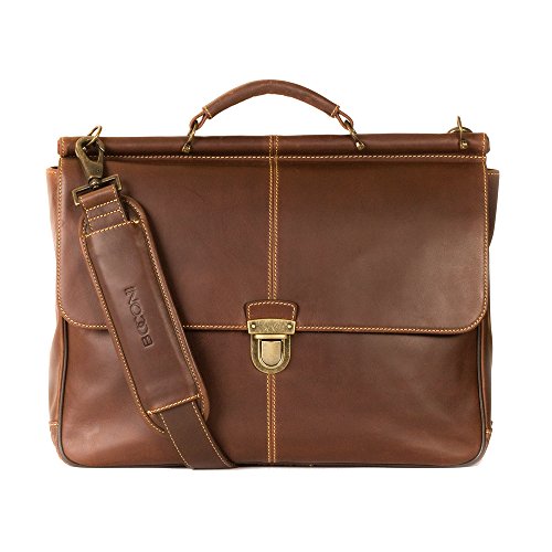 Boconi Bryant Dowel Rod Brief (Antique Mahogany with Houndstooth)