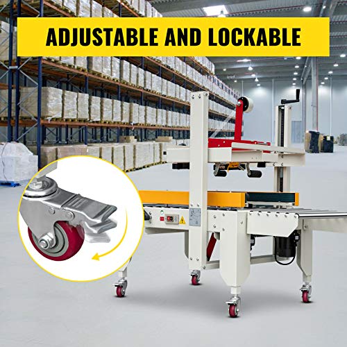 VEVOR Box Sealing Machine, 180W Case Sealer, Carton Sealer 0-18 m/min in Conveying Speed, Automatic Box Sealer, Double-Flap Case Sealer, Carton Taping Machine with Four Rolls of Tape