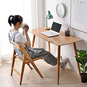 LQ Shelf Computer Desk, Easier and Modern Bamboo Home Office Desk, Office-Desk Workstation for Office/Study/Bedroom, Easy to Assemble Coffee Table (Size : 80×60×71cm)