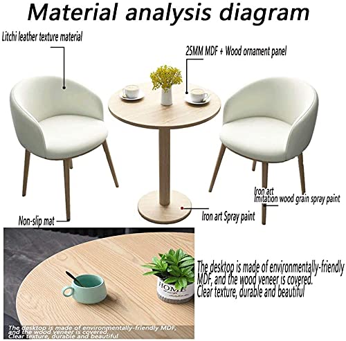 SKUAI Conference Coffee Table & Chair Set, Round Dining Set 1 Table 2 Chairs - Orange