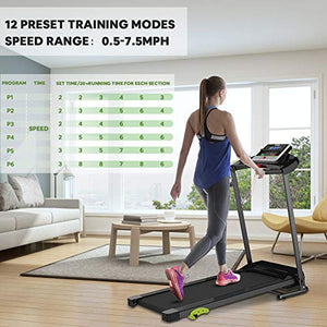 Folding Treadmill Indoor Jogging Machine Cardio Training Walking Machine with Incline Sports Easy Assembly Ideal for Office & Home Use Exercise