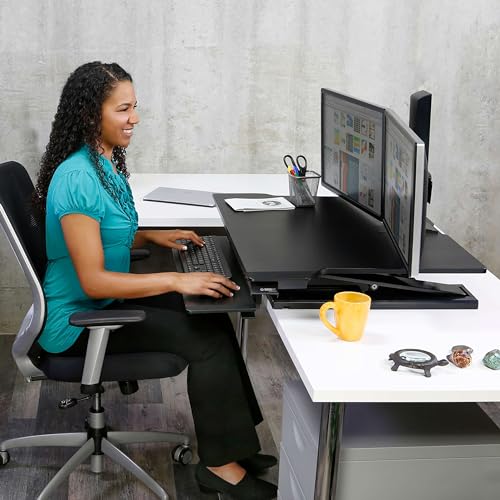 Ergotron WorkFit-TX Standing Desk Converter with Dual Monitor Kit - Black, for 2 Monitors Up to 24 inches