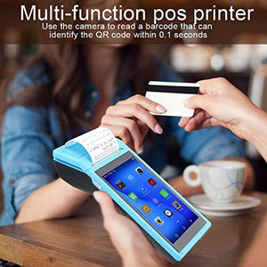 Ciglow Android POS Terminal Receipt Printer, 58mm Handheld Barcode Scanner Printer with 5.5in IPS Display, Support 8GB, WiFi, BT3.0/4.0, Blue, 110-240v(US)