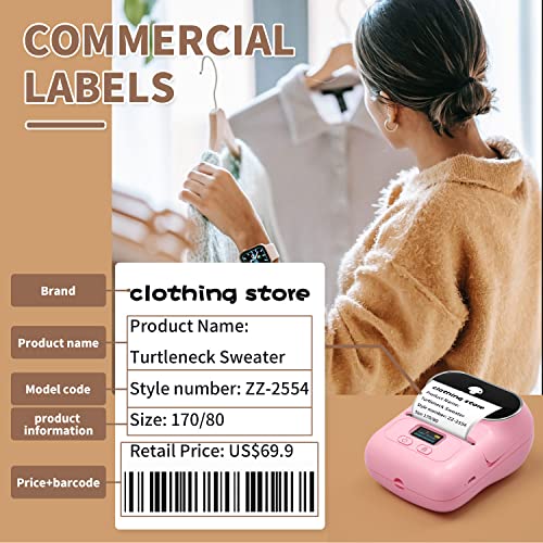 Phomemo M110 Label Maker Portable Bluetooth Thermal Sticker Label Maker Printer for Address Barcode, Clothing, PhotoLogo, Jewelry, Retail, Business, Home, for iOS & Android, Print Black on White