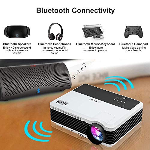 HD LCD HDMI Wireless Bluetooth Movies Projector for Gaming TV Home Theater 4600 Lumen 1280x800 New 2019 Android Video Projectors Compatible with iPad HDMI VGA USB, DVD Laptop Smartphone PS4 Wii Xbox