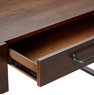 Ashley Furniture Signature Design - Starmore Home Office Desk - 3 Drawers w/ Dovetail Construction - Dark Bronze Tubular Metal - Contemporary - Dark Brown Rustic Finish