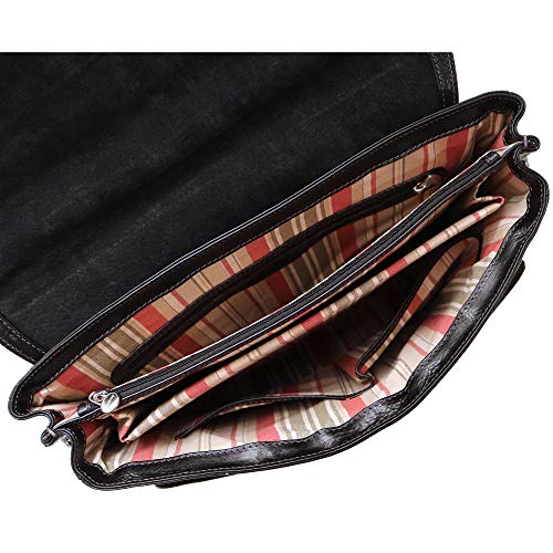 Floto Firenze Laptop Leather Briefcase in Black