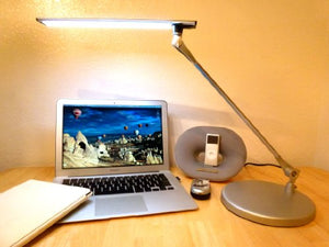 Lightwell S450 by Lumiy - Ultra Bright LED Light Panel Desk Lamp (Titanium Silver with Clamp)