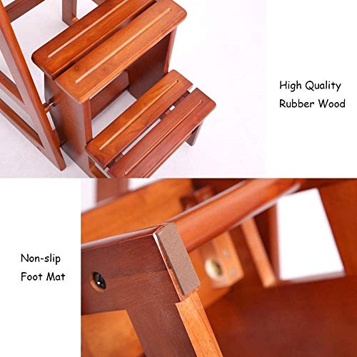 LUCEAE Wooden Folding 3 Step Stool Chair - Portable & Sturdy - 150Kg Load