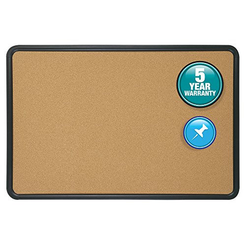 Quartet Contour Cork Bulletin Board, 3 Feet x 4 Feet, Black Plastic Frame (699175)
