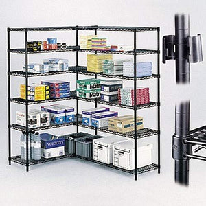 Safco Products 5294BL Industrial Wire Shelving Starter Unit 48"W x 24"D x 72"H (Add-On Unit and Extra Shelf Pack sold separately), Black