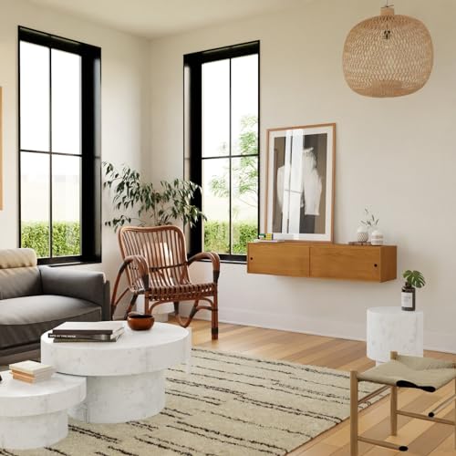 Lschool Cherry Sideboard/Floating Credenza with Sliding Doors