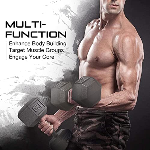 CAP Barbell Cast Iron Solid Hexagon Gray Dumbbells, Strength Training Free Weights Set of 2 for Women and Men, Hand Weights Sold by Pairs, from 1 to 120 LBS, Multi-Select Weight Size Options Available