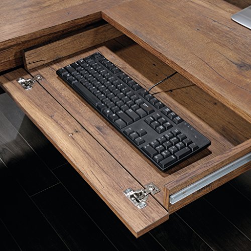 Sauder 420606 Palladia L-Shaped Desk, L: 68.74" x W: 65.12" x H: 29.61", Vintage Oak finish
