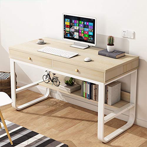 Computer Desk with 2 Drawers & Multi-Layer Storage Frame | Modern Home Office Desk for Kids, Student, Teenager, Youth | Simple Laptop Writing Table Workstation 47 Inch Waterproof(White)