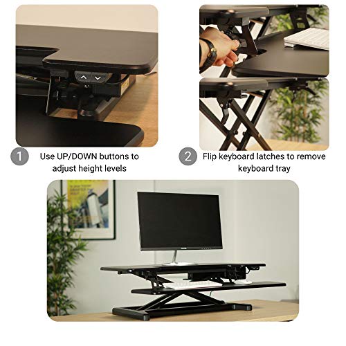 Electric Adjustable Computer Standing Desk Converter, Workstation for Home Office, 37"x20" Stand up Desk Riser, 55 lbs