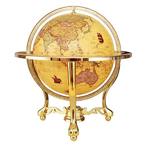 HXHBD Globes Illuminated World Globe with Metal Base Detailed World Map,Educational Gift, Office Classroom Home Decor Globes of The World with Stand,/27 (Color : Yellow, Size : One Size)
