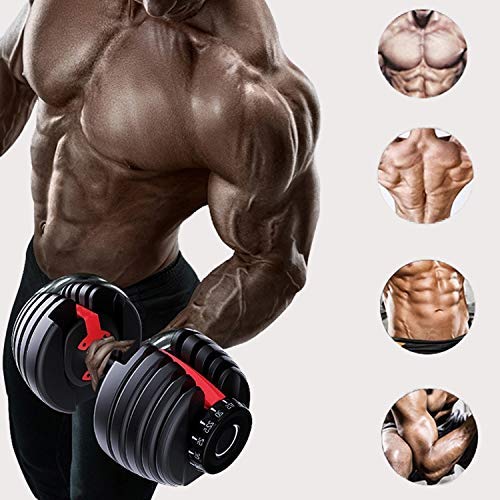 YPC Single Adjustable Dumbbell，Fast Adjust Weight Dumbbell Barbell 10lb-90lb Free Weight Dumbbell Suit for Training Equipment Exercise Strength Core Fitness
