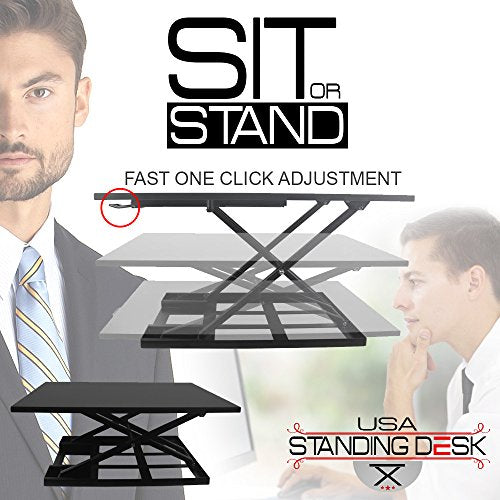 Standing Sit and Stand Up Desk - Easy Height Adjustable Table Jack Desk Converter with Huge 32" x 22" Instantly Convert any Variable Portable Computer Monitors for Work Home by Elevating in Seconds