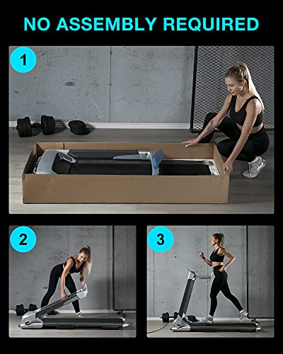 OVICX Q2S Folding Portable Treadmill Compact Walking Running Machine for Home Gym Workout Electric Treadmills with LED Display Device Holder Treadmill for Small Spaces