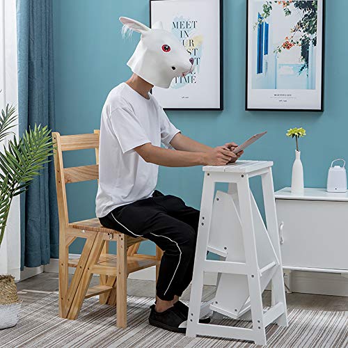 QDY Portable 4 Step Folding Step Stool Ladder Shelf Wood Color 40X40X89CM