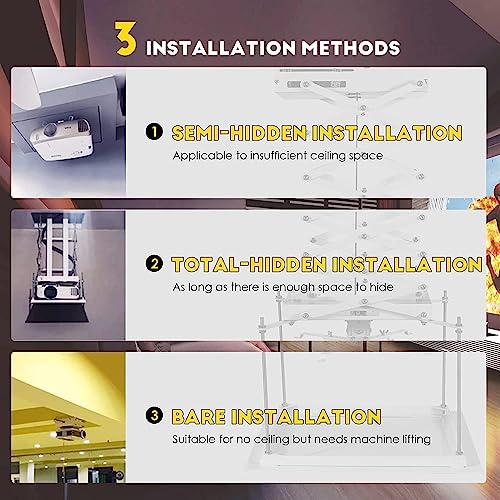CGOLDENWALL Electric Projector Lift Ceiling Hanger Mount with Wireless Remote (Customizable) - 0.7 M Running Distance
