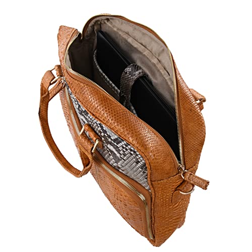 Shop LC Mothers Day Gifts Handmade 100% Genuine Leather Brown with Closure Zipper Adjustable Strap Laptop Bag Accessories for Women