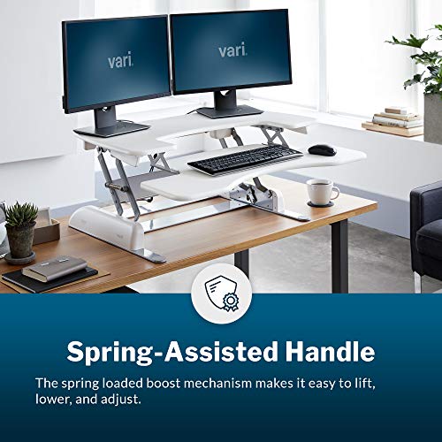 VariDesk Pro Plus 36 by Vari – Dual Monitor Standing Desk Converter – Work or Home Office Sit to Stand Desk – 11 Height Adjustable Settings with Spring Loaded Lift – No Assembly Required