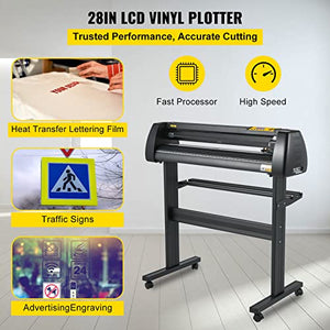 VEVOR Vinyl Cutter Machine, 28 Inch Paper Feed Cutting Plotter Bundle with Signmaster Software & 3 Blades