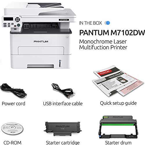 Pantum M7102DW Monochrome Laser Multifunction Printer with Copier Scanner, High Print and Copy Speed, Auto-Duplex Printing, Wireless Networking & USB 2.0