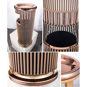 FMHCTN Trash Can Stainless Steel Trash Can Hotel Bathroom Waste Can Recycling Bin Outdoor Indoor Supermarket Lobby Office with Ashtray Garbage Can (Color : Titanium Gold-1)