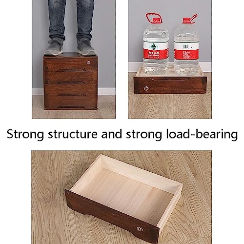 YUZDNM Lockable Wooden Desktop Storage Box, A4 File Organizer, White, 4 Layer