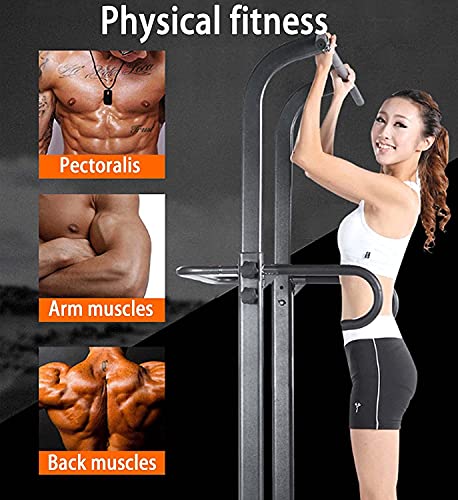 Pull Up Bar Dip Station Home Gym Power Tower Pull Up Station Adjustable Dip Tower Station Multifunction Pull Up Bars Free Standing Fitness Equipment for Strength Training Fitness Workout Exercise, Bla