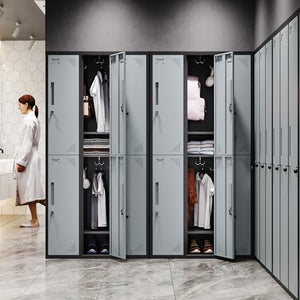 Letaya Metal Lockers for Employees, 71" Storage Cabinet with Lock, Steel Locker for Gym, School, Home, Office Staff (Black Grey, 6 Door)